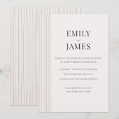 Minimal Old Money Brown Stripe and Ivory Wedding  Kaart (Voorkant / Achterkant)