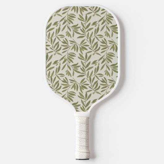 Minimal Olive Branch Pattern Pickleball Paddle (Voorkant)
