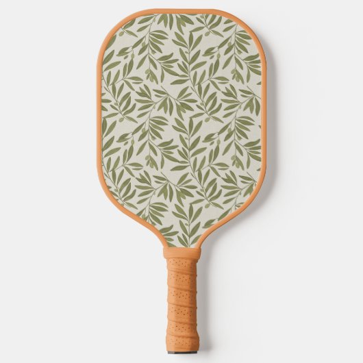 Minimal Olive Branch Pattern Pickleball Paddle (Voorkant)