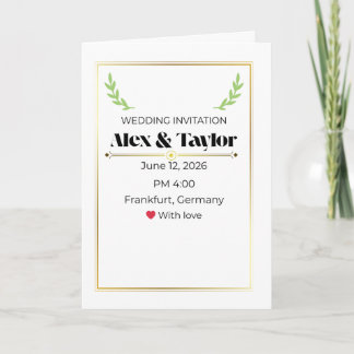 Minimal Olive Branch Wedding Invitation | Elegant Kaart