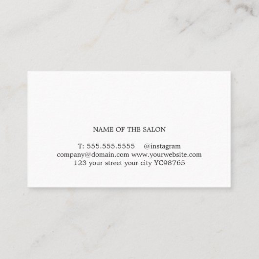 Minimal Olive Green Black Scissors Haarsalon Visitekaartje (Achterkant)