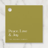 Minimal Olive Green Christmas Holiday Family Name Bedankjes Labels (Voorkant)