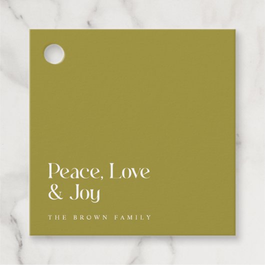 Minimal Olive Green Christmas Holiday Family Name Bedankjes Labels (Voorkant)