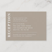 Minimal Olive Grey Moderne bruiloft receptie Informatiekaartje (Voorkant)
