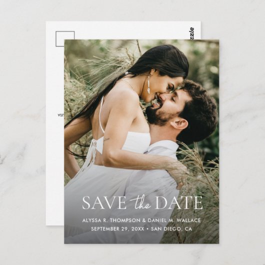 Minimal One Photo Modern QR code wedding website Briefkaart (Voorkant / Achterkant)