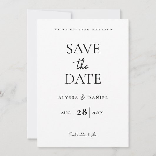Minimal One Photo Modern QR code wedding website Save The Date (Voorkant)
