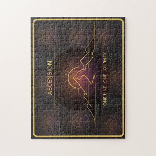 Minimal One-Stroke Mountain Ridge | Sunrise Line Legpuzzel (Verticaal)