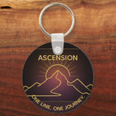 Minimal One-Stroke Mountain Ridge | Sunrise Line Sleutelhanger (Voorkant)