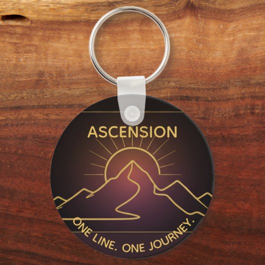 Minimal One-Stroke Mountain Ridge | Sunrise Line Sleutelhanger (Voorkant)