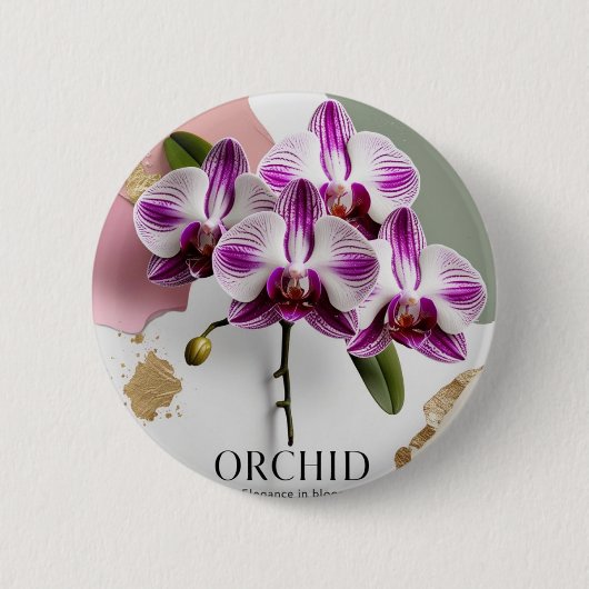 Minimal Orchid Pin – Subtiele schoonheid, dagelijk Ronde Button 5,7 Cm (Voorkant)