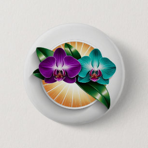 Minimal Orchid Pin – Subtiele schoonheid, dagelijk Ronde Button 5,7 Cm