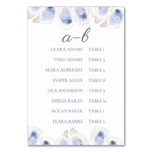Minimal Oyster Wedding Seating Chart Card Kaart (Voorkant)