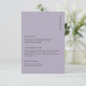 Minimal Pale Purple Modern Simple Wedding Details Informatiekaartje (Staand voorkant)