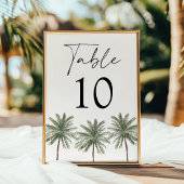 Minimal Palm Tree Ivory Trouwtafel Nummer Kaart