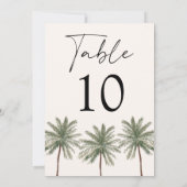 Minimal Palm Tree Ivory Trouwtafel Nummer Kaart (Achterkant)