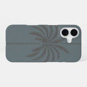 Minimal Palm Tree Pattern Blue Grey Tropical  iPhone 16 Hoesje (Achterkant horizontaal)