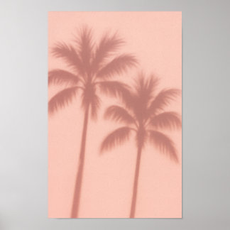 Minimal Palm Tree Shadows – Soft Coral Aesthetic Poster