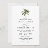 Minimal Palm Tree Tropical Beach QR Code Wedding Kaart (Voorkant)