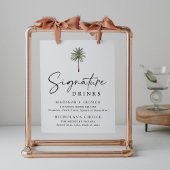 Minimal Palm Tree Wedding Signature Drinks Sign Poster