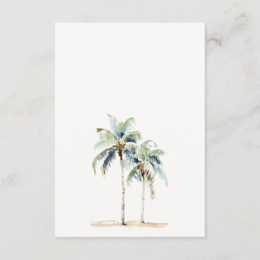 Minimal Palm Trees Tropical Wedding Details Informatiekaartje (Achterkant)