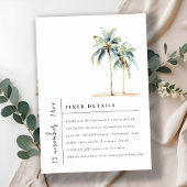 Minimal Palm Trees Tropical Wedding Details Informatiekaartje