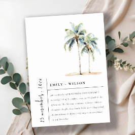 Minimal Palm Trees Tropical Wedding Jubileum Kaart