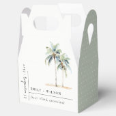 Minimal Palm Trees Waterverf Tropical Wedding Bedankdoosjes (Geopend)