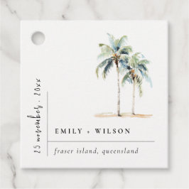 Minimal Palm Trees Waterverf Tropical Wedding Bedankjes Labels