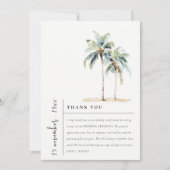 Minimal Palm Trees Waterverf Tropical Wedding Bedankkaart (Voorkant)
