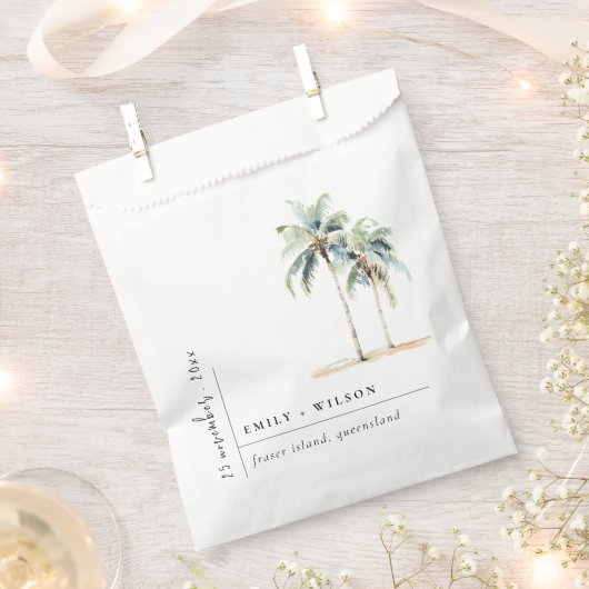 Minimal Palm Trees Waterverf Tropical Wedding Bedankzakje (Geknipt)