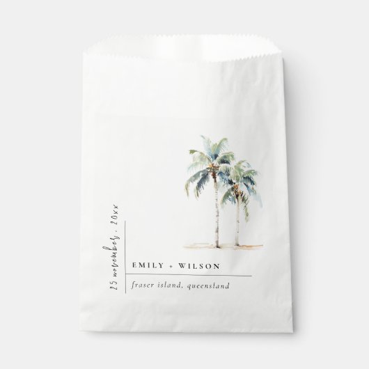 Minimal Palm Trees Waterverf Tropical Wedding Bedankzakje (Voorkant)