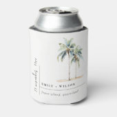 Minimal Palm Trees Waterverf Tropical Wedding Blikjeskoeler (Blikje Achterkant)