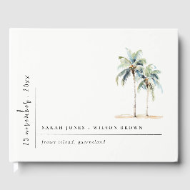 Minimal Palm Trees Waterverf Tropical Wedding Gastenboek