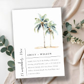 Minimal Palm Trees Waterverf Tropical Wedding Kaart