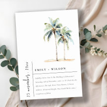 Minimal Palm Trees Waterverf Tropical Wedding