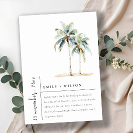 Minimal Palm Trees Waterverf Tropical Wedding Kaart
