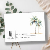 Minimal Palm Trees Waterverf Tropical Wedding Kaart