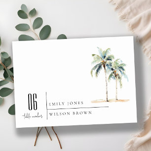 Minimal Palm Trees Waterverf Tropical Wedding Kaart