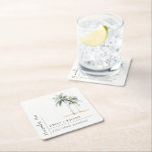 Minimal Palm Trees Waterverf Tropical Wedding Kartonnen Onderzetters (Insitu)