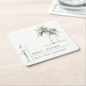 Minimal Palm Trees Waterverf Tropical Wedding Kartonnen Onderzetters (Schuin)