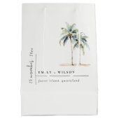Minimal Palm Trees Waterverf Tropical Wedding Medium Cadeauzakje (Achterkant)