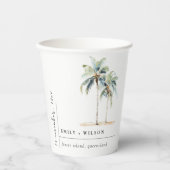 Minimal Palm Trees Waterverf Tropical Wedding Papieren Bekers (Voorkant)