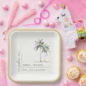 Minimal Palm Trees Waterverf Tropical Wedding Papieren Bordje (Feest)
