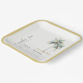 Minimal Palm Trees Waterverf Tropical Wedding Papieren Bordje (Gebogen)