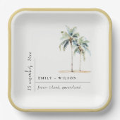 Minimal Palm Trees Waterverf Tropical Wedding Papieren Bordje (Voorkant)