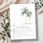 Minimal Palm Trees Waterverf Tropical Wedding Save The Date
