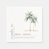 Minimal Palm Trees Waterverf Tropical Wedding Servet (Voorkant)