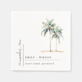 Minimal Palm Trees Waterverf Tropical Wedding Servet (Voorkant)