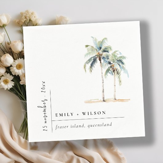 Minimal Palm Trees Waterverf Tropical Wedding Servet