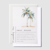 Minimal Palm Trees Waterverf Tropical Wedding Vellum Uitnodigingen (Offset)